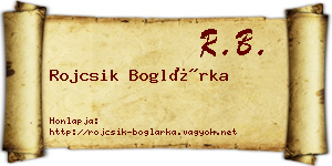 Rojcsik Boglárka névjegykártya